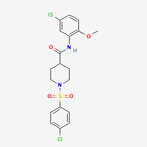 molecular formula C19H20Cl2N2O4S B3660855 N-(5-chloro-2-methoxyphenyl)-1-[(4-chlorophenyl)sulfonyl]piperidine-4-carboxamide 