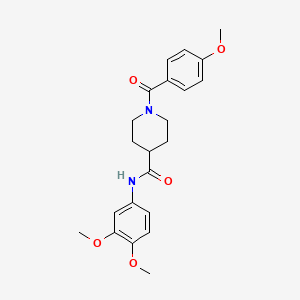 molecular formula C22H26N2O5 B3660880 N-(3,4-dimethoxyphenyl)-1-(4-methoxybenzoyl)piperidine-4-carboxamide 