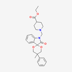 molecular formula C27H32N2O5 B3660890 ETHYL 1-({5-METHYL-2'-OXO-5-PHENYL-1',2'-DIHYDROSPIRO[1,3-DIOXANE-2,3'-INDOL]-1'-YL}METHYL)PIPERIDINE-4-CARBOXYLATE 