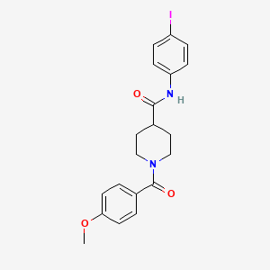 molecular formula C20H21IN2O3 B3660907 N-(4-iodophenyl)-1-[(4-methoxyphenyl)carbonyl]piperidine-4-carboxamide 