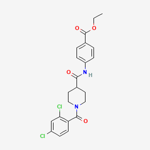 molecular formula C22H22Cl2N2O4 B3660964 Ethyl 4-[[1-(2,4-dichlorobenzoyl)piperidine-4-carbonyl]amino]benzoate 