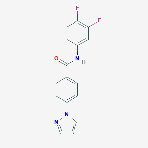molecular formula C16H11F2N3O B366097 N-(3,4-difluorophenyl)-4-(1H-pyrazol-1-yl)benzamide CAS No. 1011422-47-1