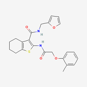 molecular formula C23H24N2O4S B3660975 N-(2-furylmethyl)-2-{[(2-methylphenoxy)acetyl]amino}-4,5,6,7-tetrahydro-1-benzothiophene-3-carboxamide 