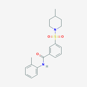 molecular formula C20H24N2O3S B3660987 N-(2-methylphenyl)-3-(4-methylpiperidin-1-yl)sulfonylbenzamide 