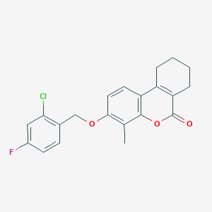 molecular formula C21H18ClFO3 B3661046 3-[(2-CHLORO-4-FLUOROPHENYL)METHOXY]-4-METHYL-6H,7H,8H,9H,10H-CYCLOHEXA[C]CHROMEN-6-ONE 