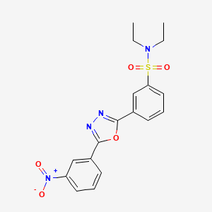 molecular formula C18H18N4O5S B3661061 N,N-DIETHYL-3-[5-(3-NITROPHENYL)-1,3,4-OXADIAZOL-2-YL]BENZENE-1-SULFONAMIDE 