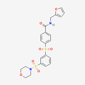 molecular formula C22H22N2O7S2 B3661122 N-(furan-2-ylmethyl)-4-(3-morpholin-4-ylsulfonylphenyl)sulfonylbenzamide 