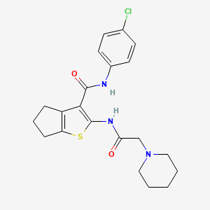 molecular formula C21H24ClN3O2S B3661227 N-(4-chlorophenyl)-2-[(2-piperidin-1-ylacetyl)amino]-5,6-dihydro-4H-cyclopenta[b]thiophene-3-carboxamide 