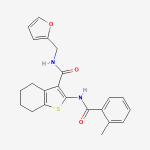 molecular formula C22H22N2O3S B3661263 N-(2-furylmethyl)-2-[(2-methylbenzoyl)amino]-4,5,6,7-tetrahydro-1-benzothiophene-3-carboxamide 
