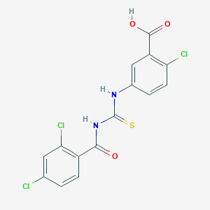 molecular formula C15H9Cl3N2O3S B3661281 2-chloro-5-({[(2,4-dichlorobenzoyl)amino]carbonothioyl}amino)benzoic acid 