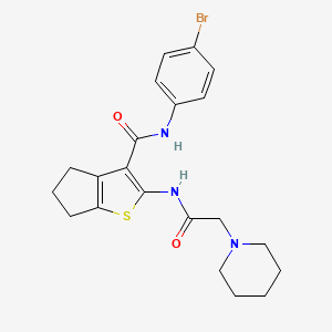 molecular formula C21H24BrN3O2S B3661342 N-(4-bromophenyl)-2-[(2-piperidin-1-ylacetyl)amino]-5,6-dihydro-4H-cyclopenta[b]thiophene-3-carboxamide 