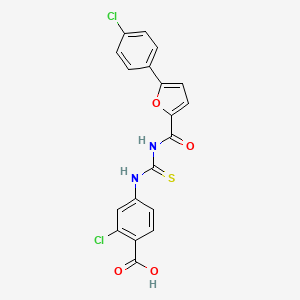 molecular formula C19H12Cl2N2O4S B3661406 2-chloro-4-[({[5-(4-chlorophenyl)-2-furoyl]amino}carbonothioyl)amino]benzoic acid 
