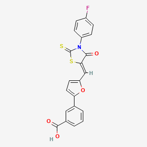 molecular formula C21H12FNO4S2 B3661495 3-(5-{[3-(4-fluorophenyl)-4-oxo-2-thioxo-1,3-thiazolidin-5-ylidene]methyl}-2-furyl)benzoic acid 