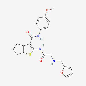 molecular formula C22H23N3O4S B3661496 2-[[2-(furan-2-ylmethylamino)acetyl]amino]-N-(4-methoxyphenyl)-5,6-dihydro-4H-cyclopenta[b]thiophene-3-carboxamide 