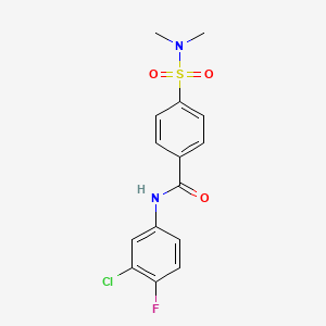 molecular formula C15H14ClFN2O3S B3661514 N-(3-chloro-4-fluorophenyl)-4-[(dimethylamino)sulfonyl]benzamide 