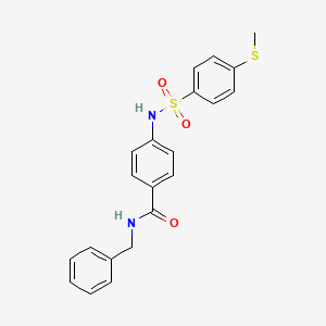 molecular formula C21H20N2O3S2 B3661557 N-benzyl-4-[(4-methylsulfanylphenyl)sulfonylamino]benzamide 