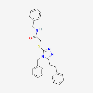 molecular formula C26H26N4OS B3661618 N-benzyl-2-{[4-benzyl-5-(2-phenylethyl)-4H-1,2,4-triazol-3-yl]thio}acetamide 