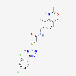 molecular formula C22H23Cl2N5O2S B3661631 N-[3-(acetylamino)-2,4-dimethylbenzyl]-2-{[5-(2,4-dichlorophenyl)-4-methyl-4H-1,2,4-triazol-3-yl]thio}acetamide 