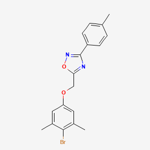 molecular formula C18H17BrN2O2 B3661638 5-[(4-bromo-3,5-dimethylphenoxy)methyl]-3-(4-methylphenyl)-1,2,4-oxadiazole 