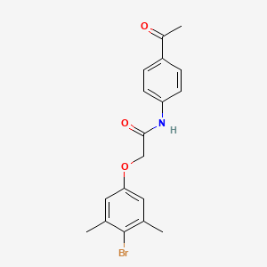 molecular formula C18H18BrNO3 B3661747 N-(4-acetylphenyl)-2-(4-bromo-3,5-dimethylphenoxy)acetamide 