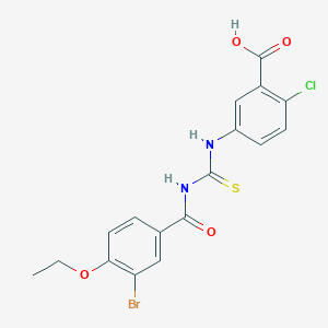 molecular formula C17H14BrClN2O4S B3661886 5-[[[(3-Bromo-4-ethoxybenzoyl)amino]thioxomethyl ]amino]-2-chloro-benzoic acid 