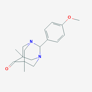 molecular formula C17H22N2O2 B366277 1,3-Diazaadamantan-6-one, 2-(4-methoxyphenyl)-5,7-dimethyl- CAS No. 108790-63-2