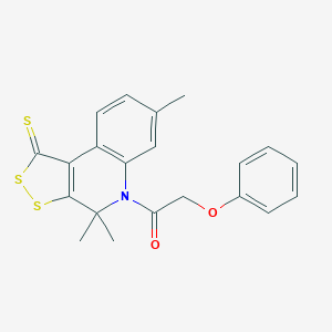 molecular formula C21H19NO2S3 B366279 4,4,7-trimethyl-5-(phenoxyacetyl)-4,5-dihydro-1H-[1,2]dithiolo[3,4-c]quinoline-1-thione CAS No. 296272-32-7