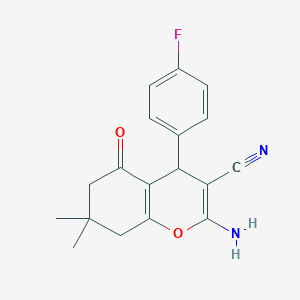B366309 2-amino-4-(4-fluorophenyl)-7,7-dimethyl-5-oxo-5,6,7,8-tetrahydro-4H-chromene-3-carbonitrile CAS No. 107752-99-8