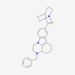 molecular formula C28H31N3 B366320 8-(1-azabicyclo[2.2.2]oct-2-en-3-yl)-3-benzyl-2,3,3a,4,5,6-hexahydro-1H-pyrazino[3,2,1-jk]carbazole CAS No. 130824-85-0
