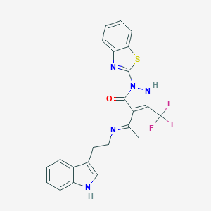 2-(1,3-benzothiazol-2-yl)-4-{(1E)-N-[2-(1H-indol-3-yl)ethyl]ethanimidoyl}-5-(trifluoromethyl)-1,2-dihydro-3H-pyrazol-3-one