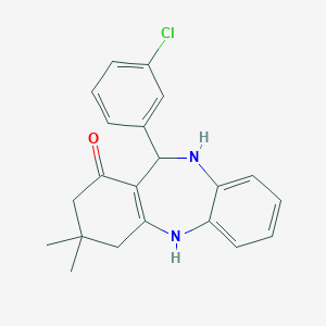 molecular formula C21H21ClN2O B366336 6-(3-chlorophenyl)-9,9-dimethyl-6,8,10,11-tetrahydro-5H-benzo[b][1,4]benzodiazepin-7-one CAS No. 149774-59-4