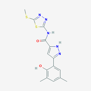 3-(2-hydroxy-3,5-dimethylphenyl)-N-[5-(methylsulfanyl)-1,3,4-thiadiazol-2-yl]-1H-pyrazole-5-carboxamide