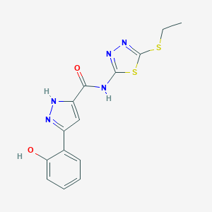 molecular formula C14H13N5O2S2 B366353 N-[5-(ethylsulfanyl)-1,3,4-thiadiazol-2-yl]-3-(2-hydroxyphenyl)-1H-pyrazole-5-carboxamide CAS No. 1095912-49-4
