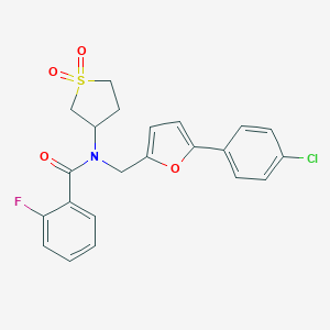 N-{[5-(4-chlorophenyl)furan-2-yl]methyl}-N-(1,1-dioxidotetrahydrothiophen-3-yl)-2-fluorobenzamide
