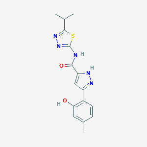 molecular formula C16H17N5O2S B366359 3-(2-hydroxy-4-methylphenyl)-N-(5-isopropyl-1,3,4-thiadiazol-2-yl)-1H-pyrazole-5-carboxamide CAS No. 1189316-26-4