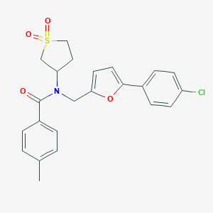 molecular formula C23H22ClNO4S B366363 N-{[5-(4-chlorophenyl)furan-2-yl]methyl}-N-(1,1-dioxidotetrahydrothiophen-3-yl)-4-methylbenzamide CAS No. 898605-48-6