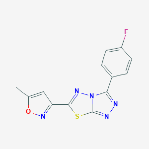 molecular formula C13H8FN5OS B366383 3-(4-Fluorophenyl)-6-(5-methyl-3-isoxazolyl)[1,2,4]triazolo[3,4-b][1,3,4]thiadiazole CAS No. 954756-26-4