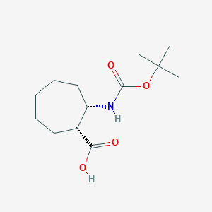 molecular formula C13H23NO4 B036640 (1R,2S)-Boc-2-aminocyclo-heptanecarboxylic acid CAS No. 1212407-62-9