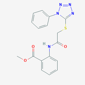 molecular formula C17H15N5O3S B366476 Methyl 2-[[2-(1-phenyltetrazol-5-yl)sulfanylacetyl]amino]benzoate CAS No. 296273-33-1