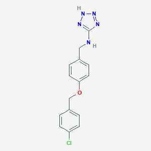 molecular formula C15H14ClN5O B366497 N-[[4-[(4-chlorophenyl)methoxy]phenyl]methyl]-2H-tetrazol-5-amine CAS No. 341008-58-0