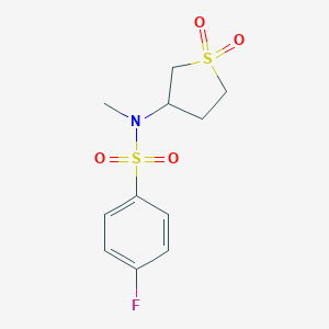molecular formula C11H14FNO4S2 B366601 3-{[(4-Fluorophenyl)sulfonyl]methylamino}thiolane-1,1-dione CAS No. 380188-24-9