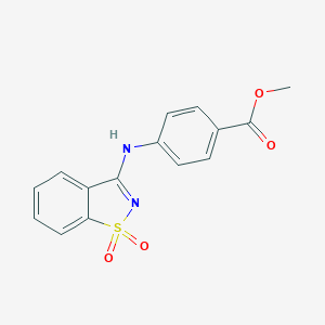 B366634 Methyl 4-[(1,1-dioxido-1,2-benzothiazol-3-yl)amino]benzoate CAS No. 101187-48-8