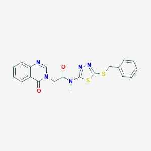 molecular formula C20H17N5O2S2 B366643 N-[5-(benzylsulfanyl)-1,3,4-thiadiazol-2-yl]-N-methyl-2-(4-oxoquinazolin-3(4H)-yl)acetamide CAS No. 831245-60-4