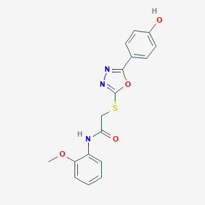 molecular formula C17H15N3O4S B366646 2-{[5-(4-hydroxyphenyl)-1,3,4-oxadiazol-2-yl]sulfanyl}-N-(2-methoxyphenyl)acetamide 