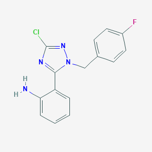 molecular formula C15H12ClFN4 B366664 2-[3-chloro-1-(4-fluorobenzyl)-1H-1,2,4-triazol-5-yl]aniline CAS No. 914358-04-6