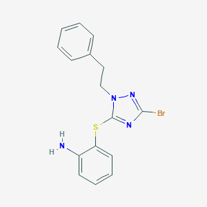 molecular formula C16H15BrN4S B366689 2-{[3-bromo-1-(2-phenylethyl)-1H-1,2,4-triazol-5-yl]sulfanyl}aniline CAS No. 1019150-09-4