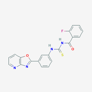 molecular formula C20H13FN4O2S B366692 2-fluoro-N-{[3-([1,3]oxazolo[4,5-b]pyridin-2-yl)phenyl]carbamothioyl}benzamide CAS No. 425665-77-6
