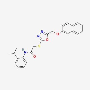 molecular formula C24H23N3O3S B3667712 N-(2-isopropylphenyl)-2-({5-[(2-naphthyloxy)methyl]-1,3,4-oxadiazol-2-yl}thio)acetamide 