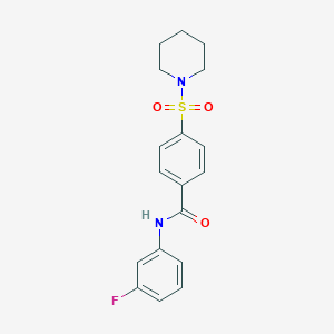 molecular formula C18H19FN2O3S B3667857 N-(3-fluorophenyl)-4-piperidin-1-ylsulfonylbenzamide 