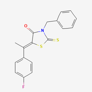molecular formula C18H14FNOS2 B3667936 3-benzyl-5-[1-(4-fluorophenyl)ethylidene]-2-thioxo-1,3-thiazolidin-4-one 